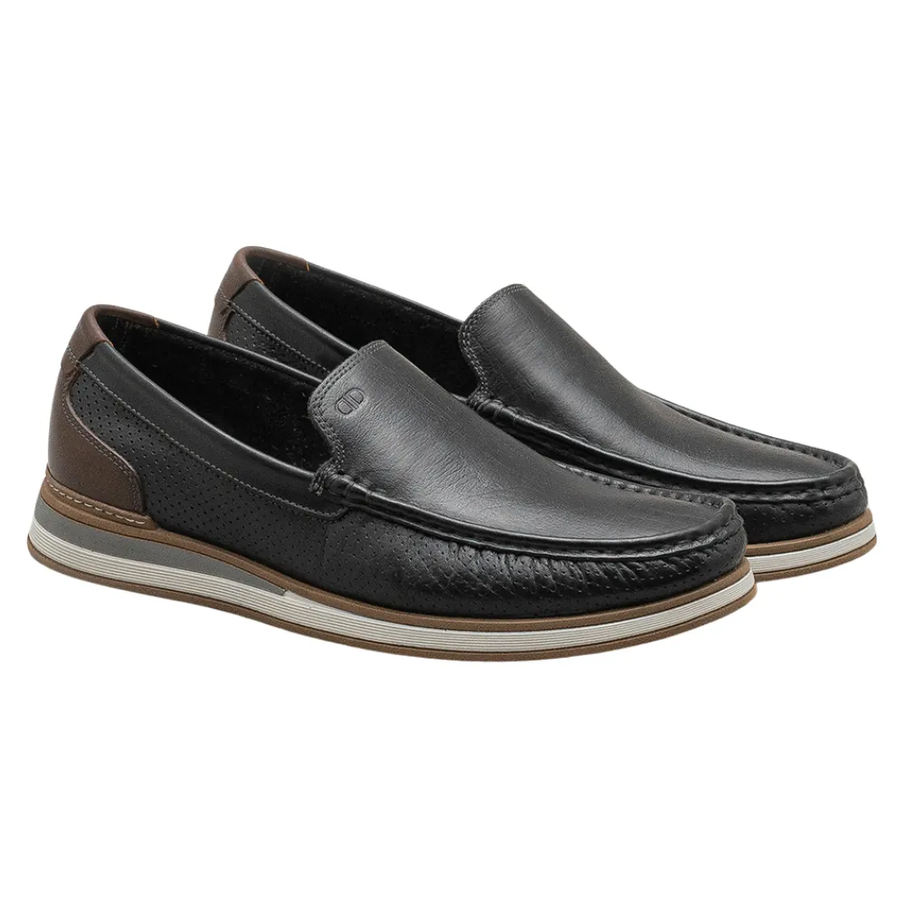 Democrata Flow Black/Tobacco Leather Slip-On (Men's)