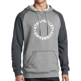 District Lightweight Fleece Raglan Hoodie- UVU Distressed