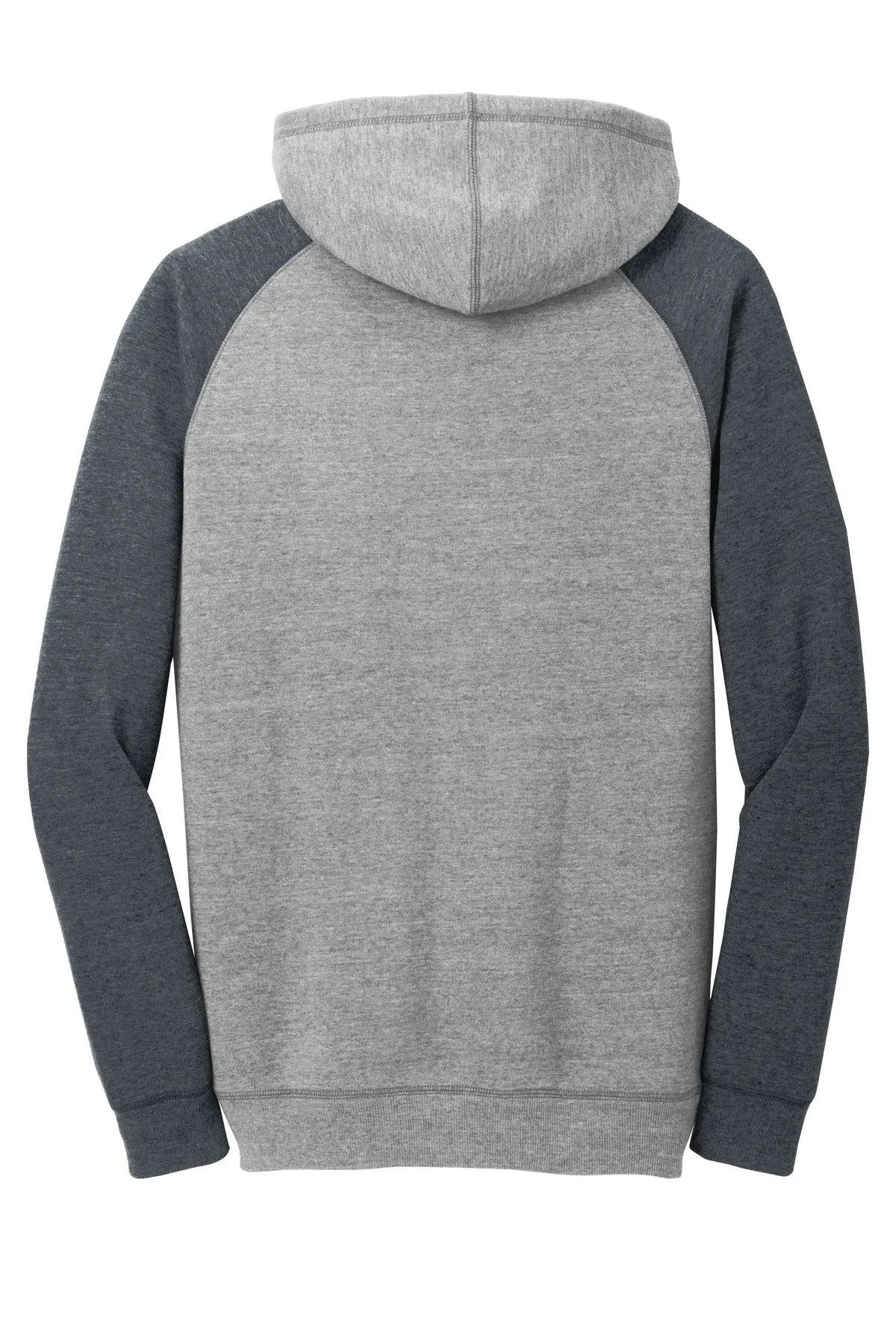 District Young Mens Lightweight Fleece Raglan Hoodie. DT196