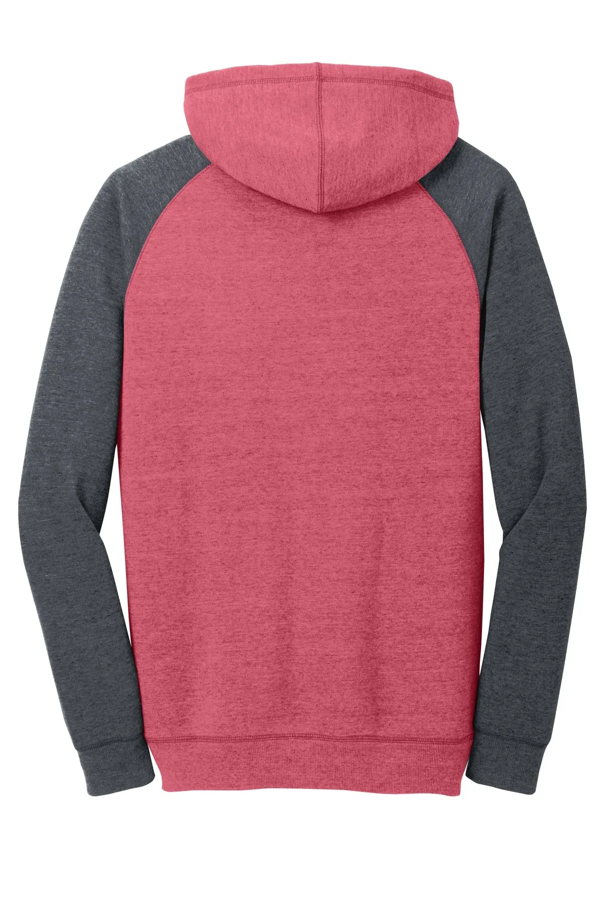 District Young Mens Lightweight Fleece Raglan Hoodie. DT196