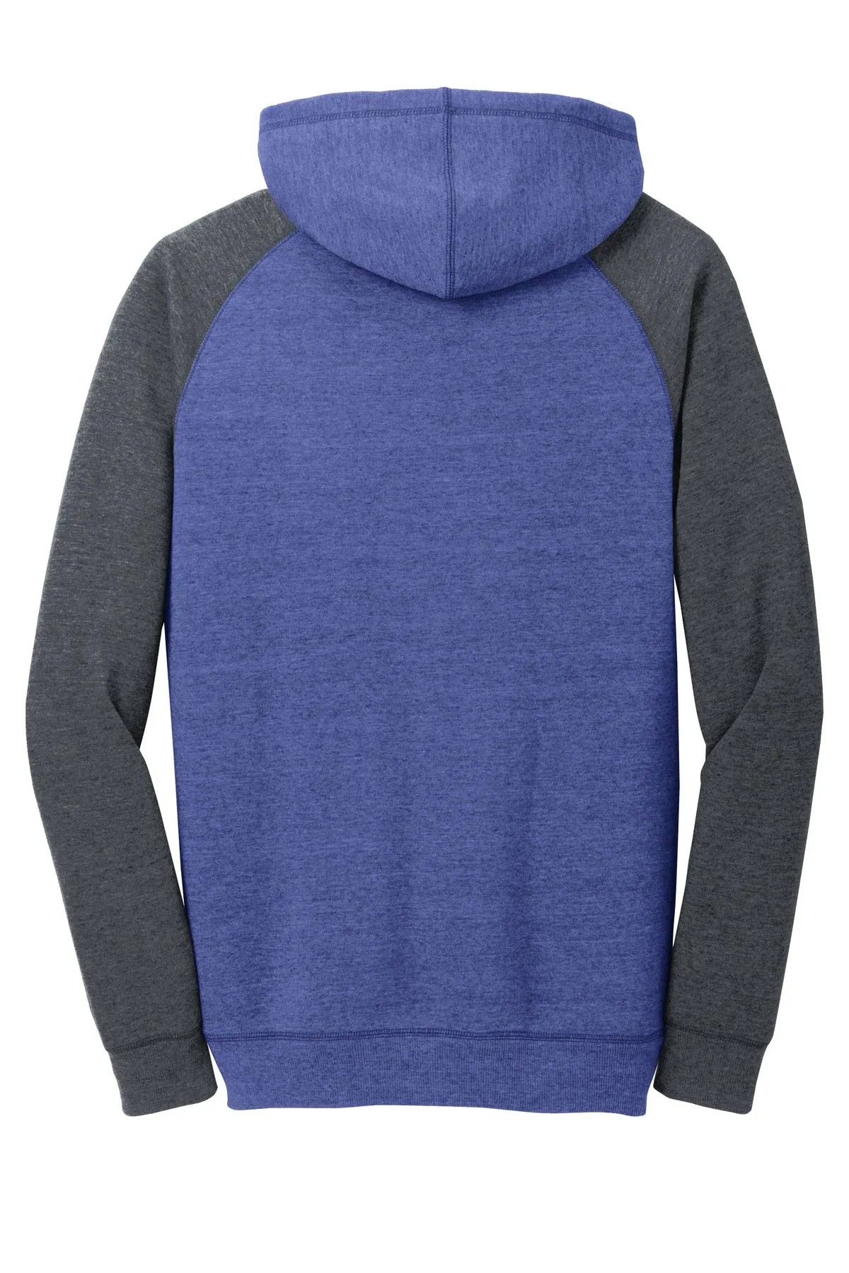 District Young Mens Lightweight Fleece Raglan Hoodie. DT196