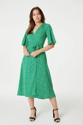 Ditsy Floral Midi Wrap Tea Dress