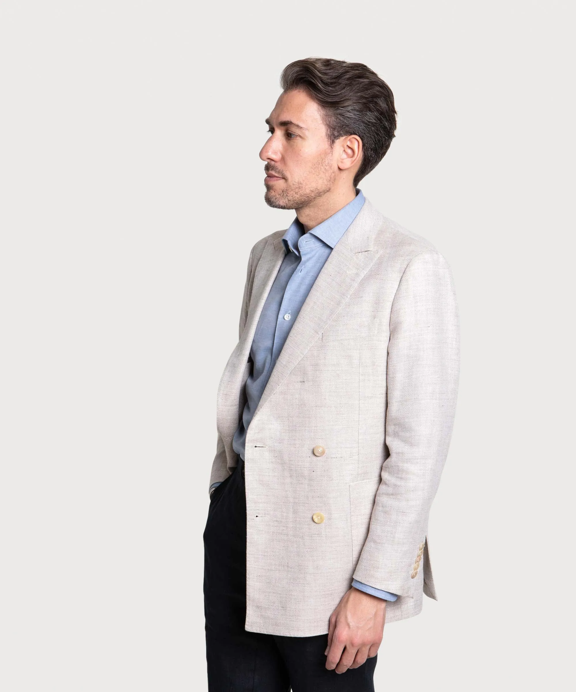 Double Breast Herringbone Jacket