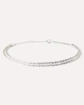 Double sparkle silver chain bracelet