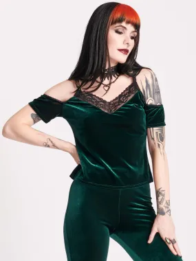 Emerald Velvet Lace Top