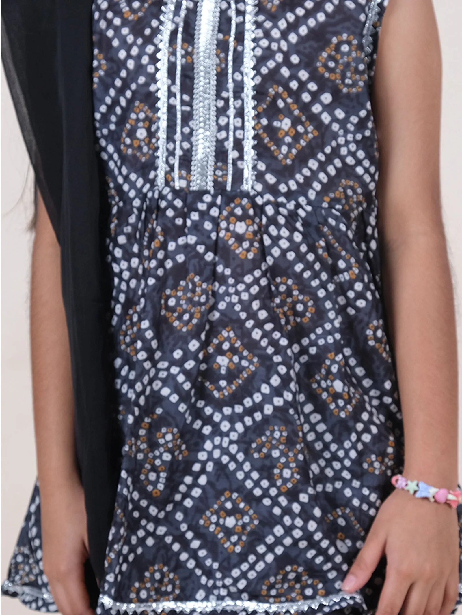 Ethnic Bandhani Printed Kurta Sharara With Dupatta Set