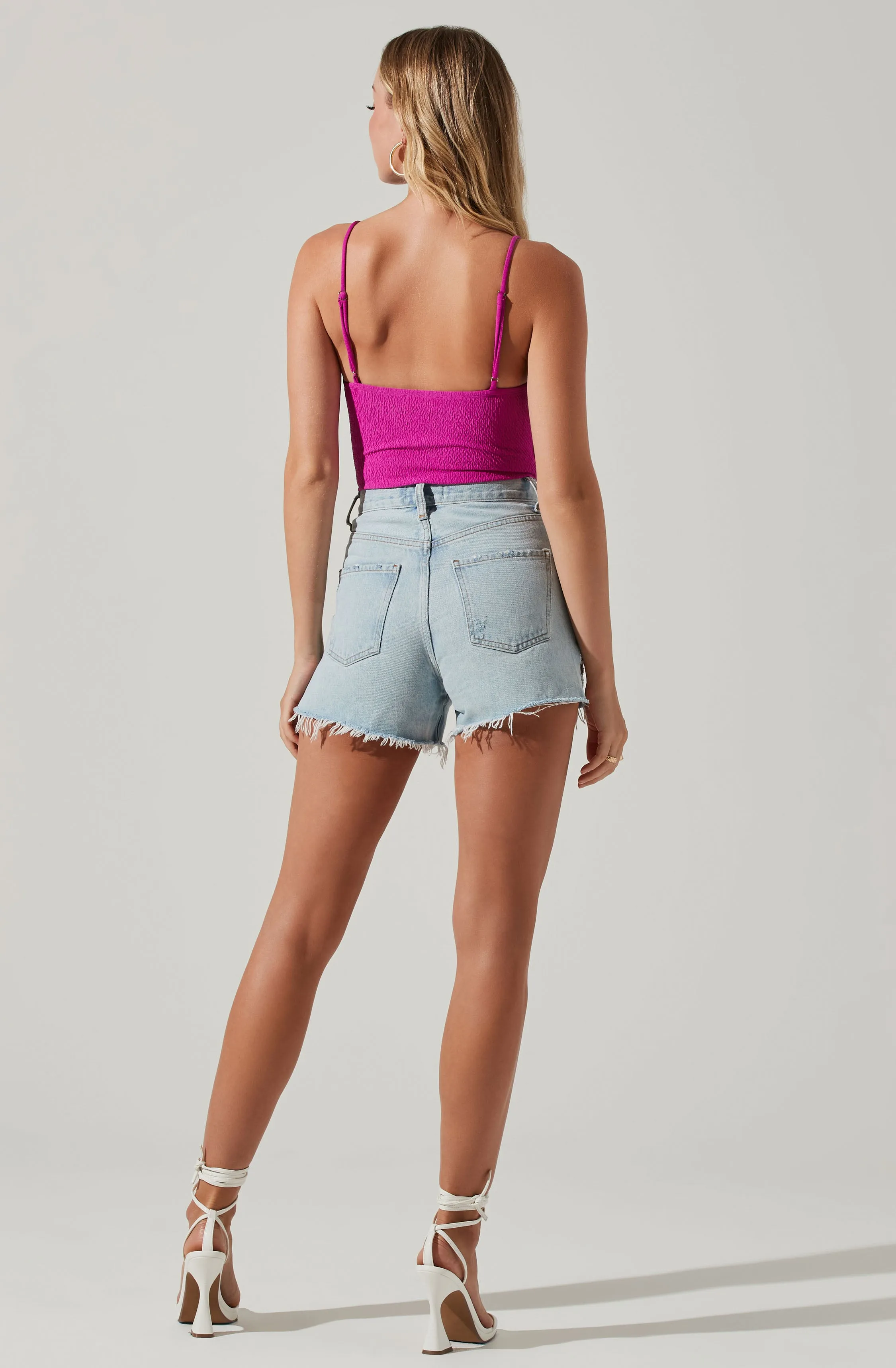 Fia Crinkled Plunge Neck Bodysuit