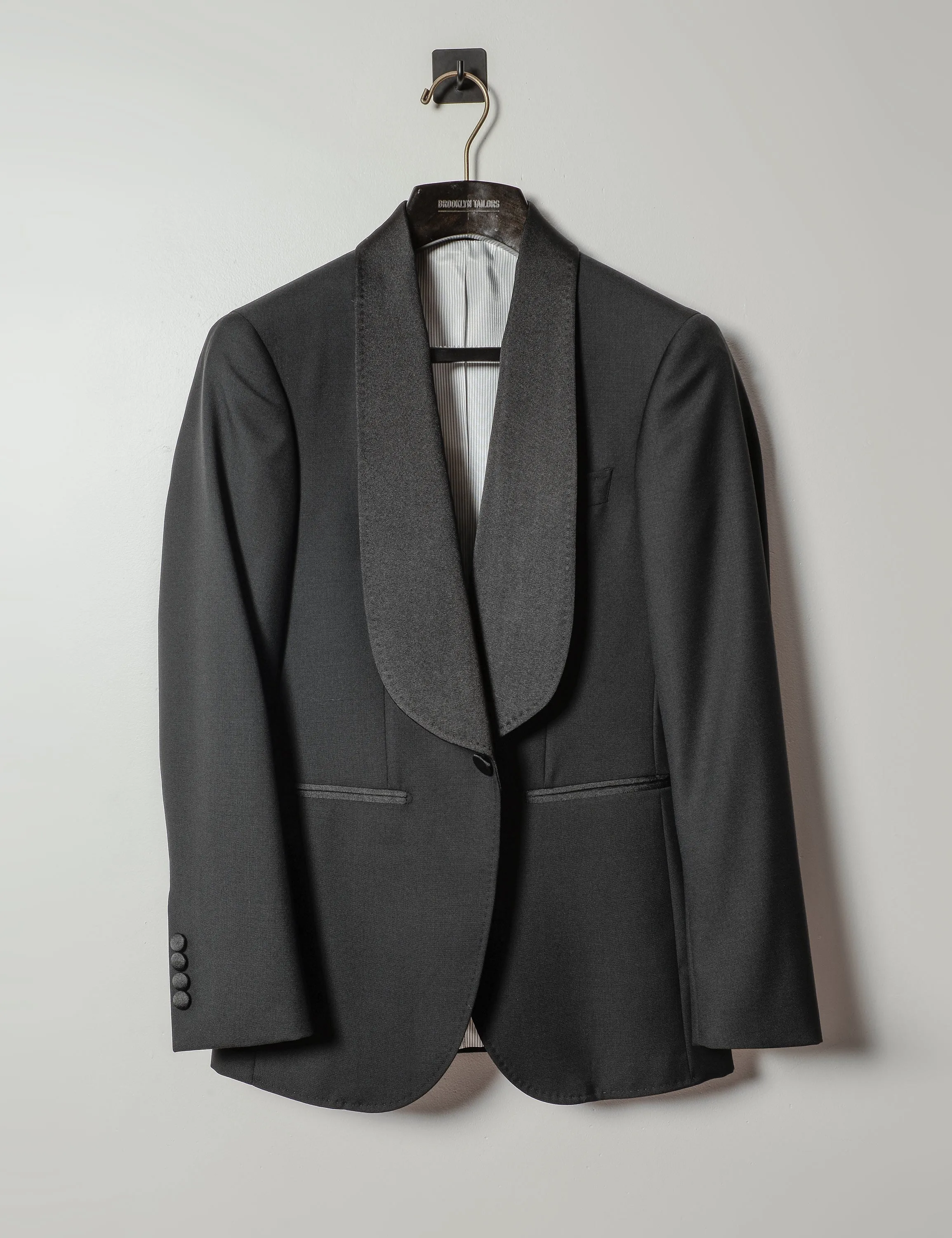 FINAL SALE: BKT50 Dinner Jacket in Black Plainweave with Wide Shawl Collar