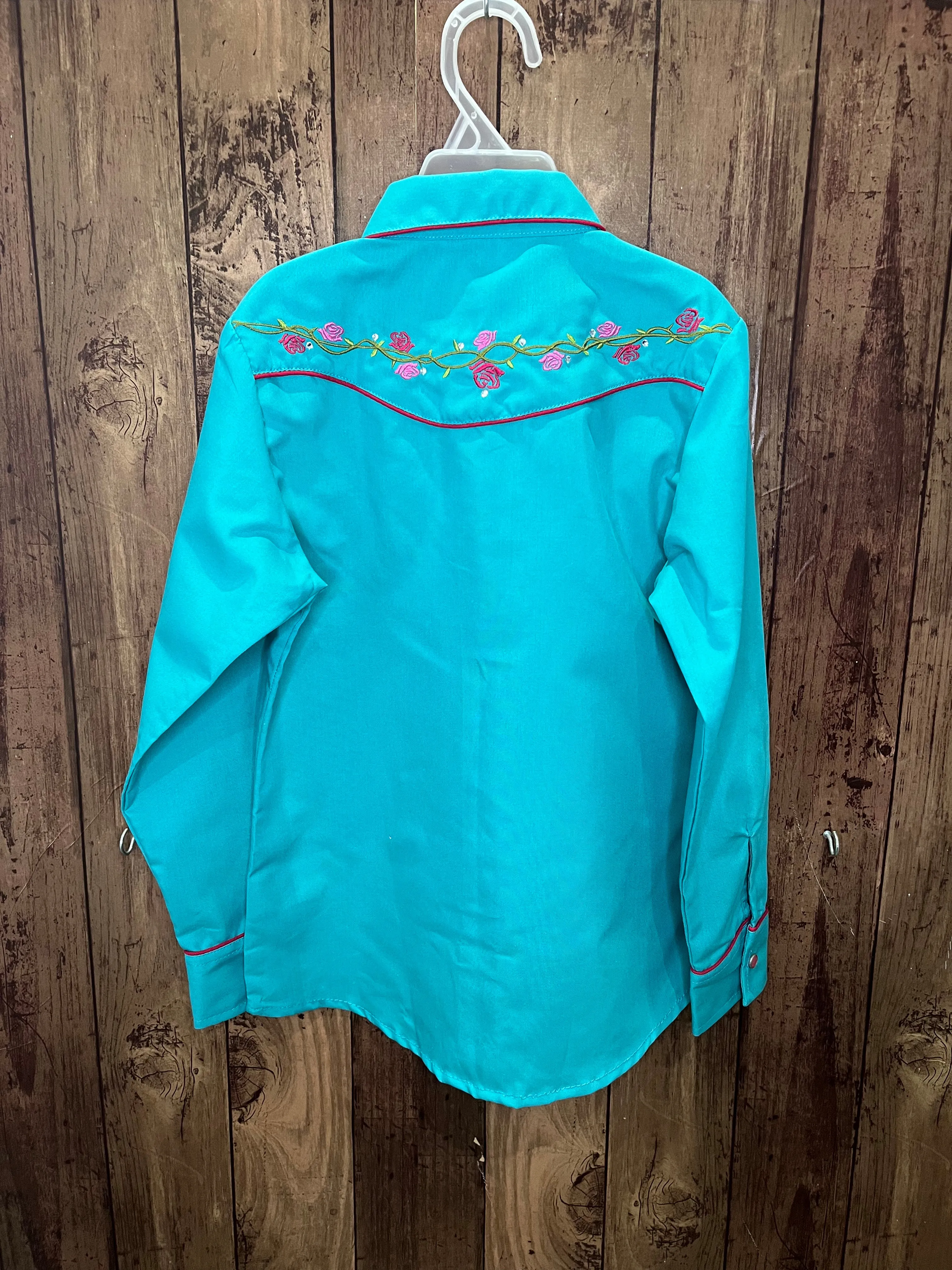 Florido 006NA01 Girls Cowboy Shirt Turquoise