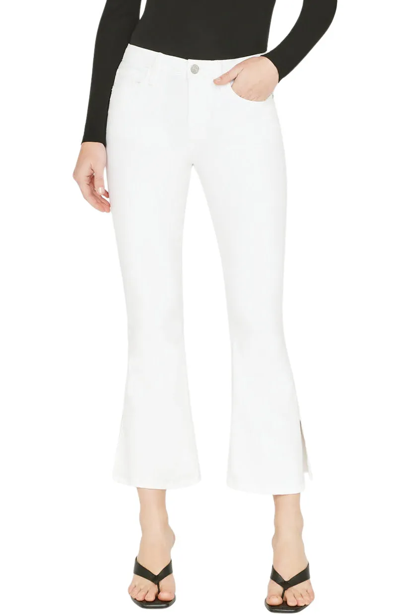 Frame Denim Le Crop Flare Mini Slits in Blanc