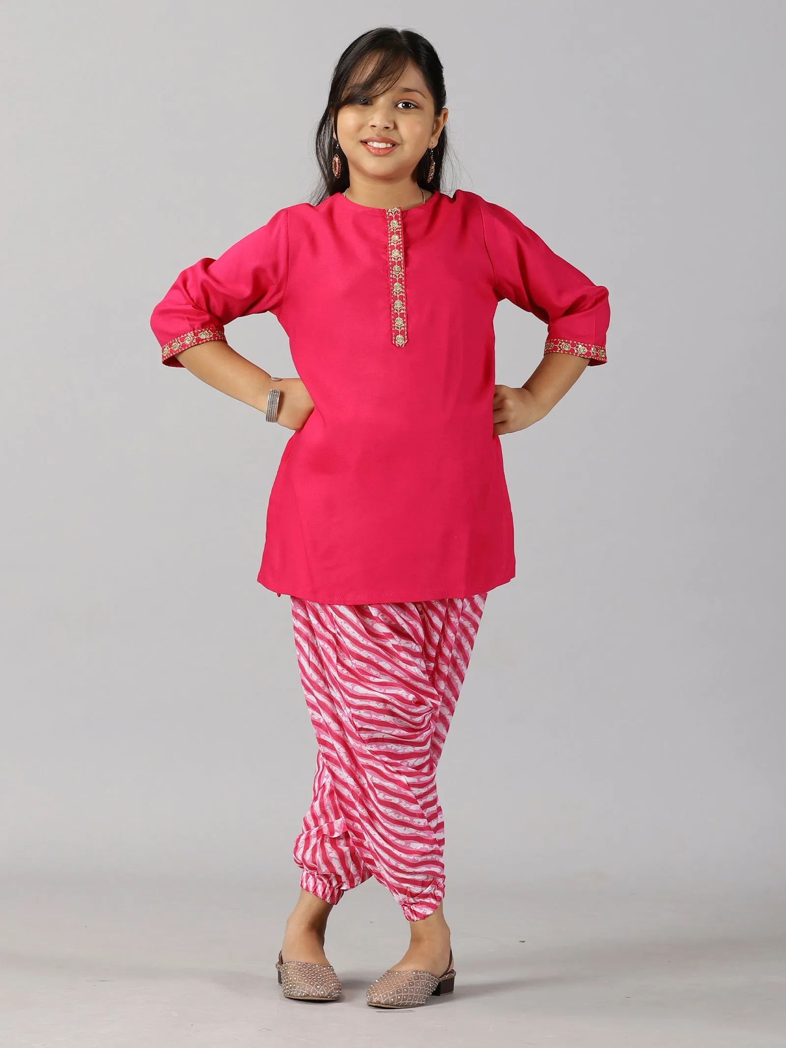 Girls 3/4Th Sleeve Short Kurta