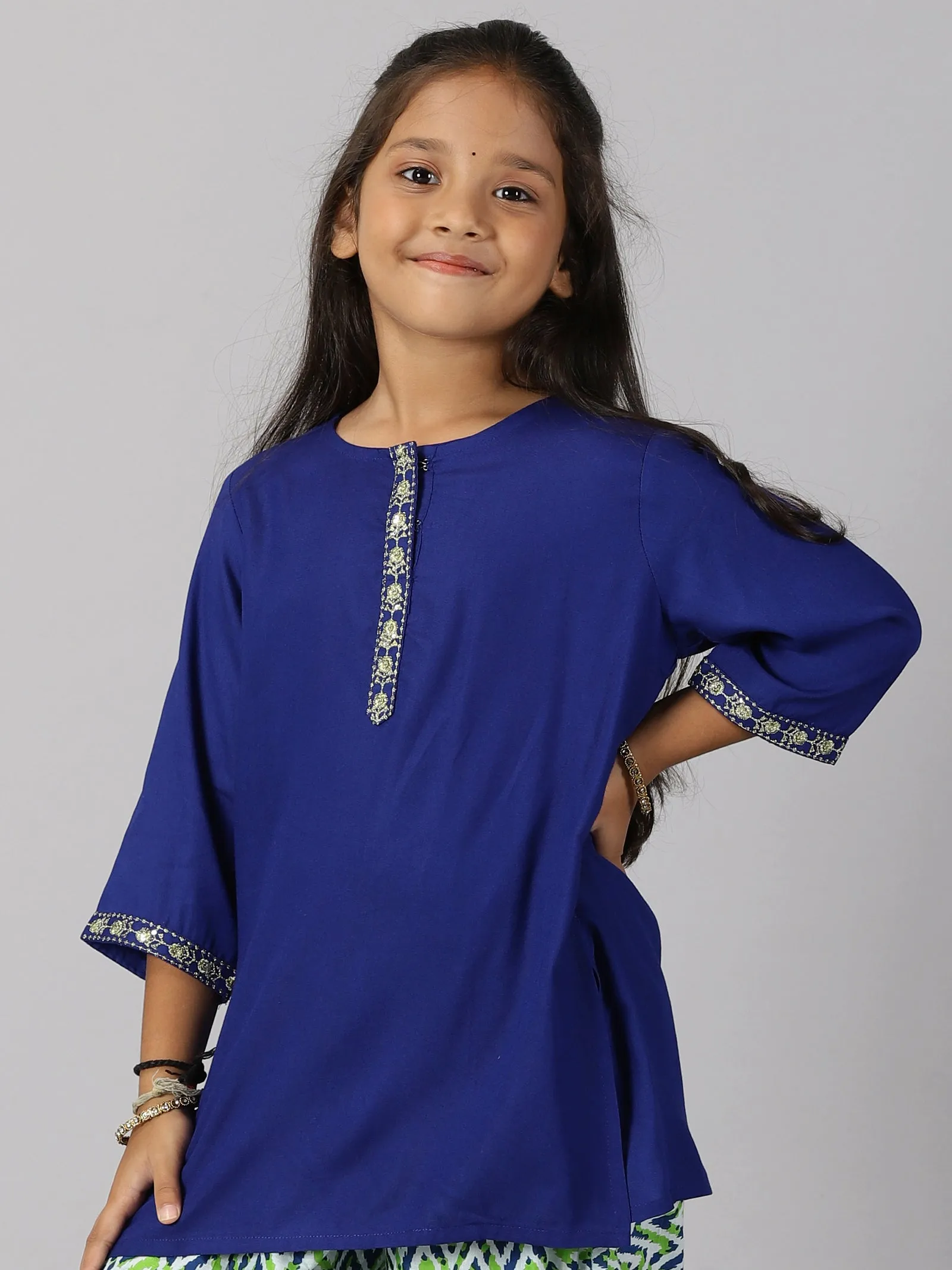 Girls 3/4Th Sleeve Short Kurta