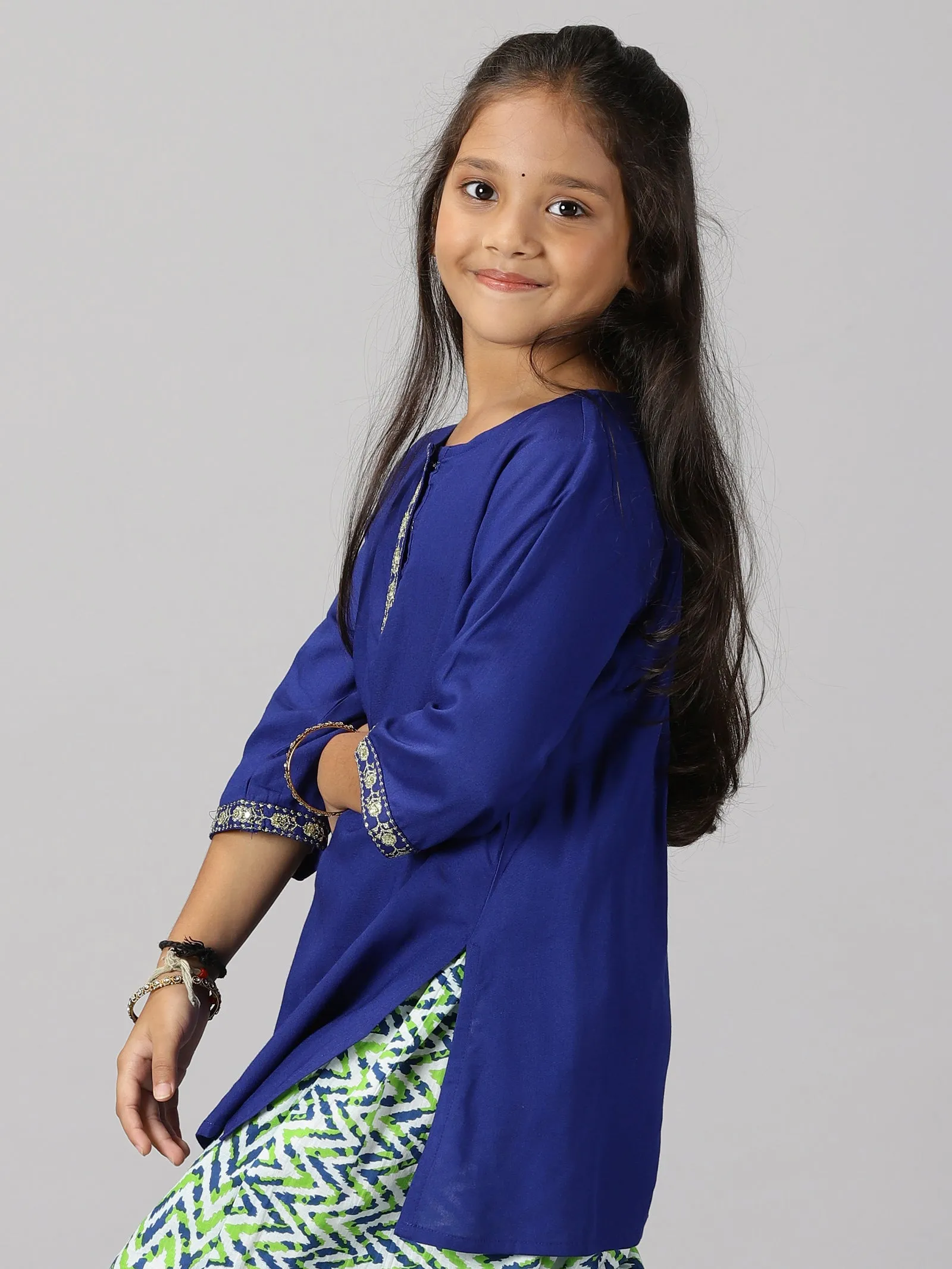 Girls 3/4Th Sleeve Short Kurta