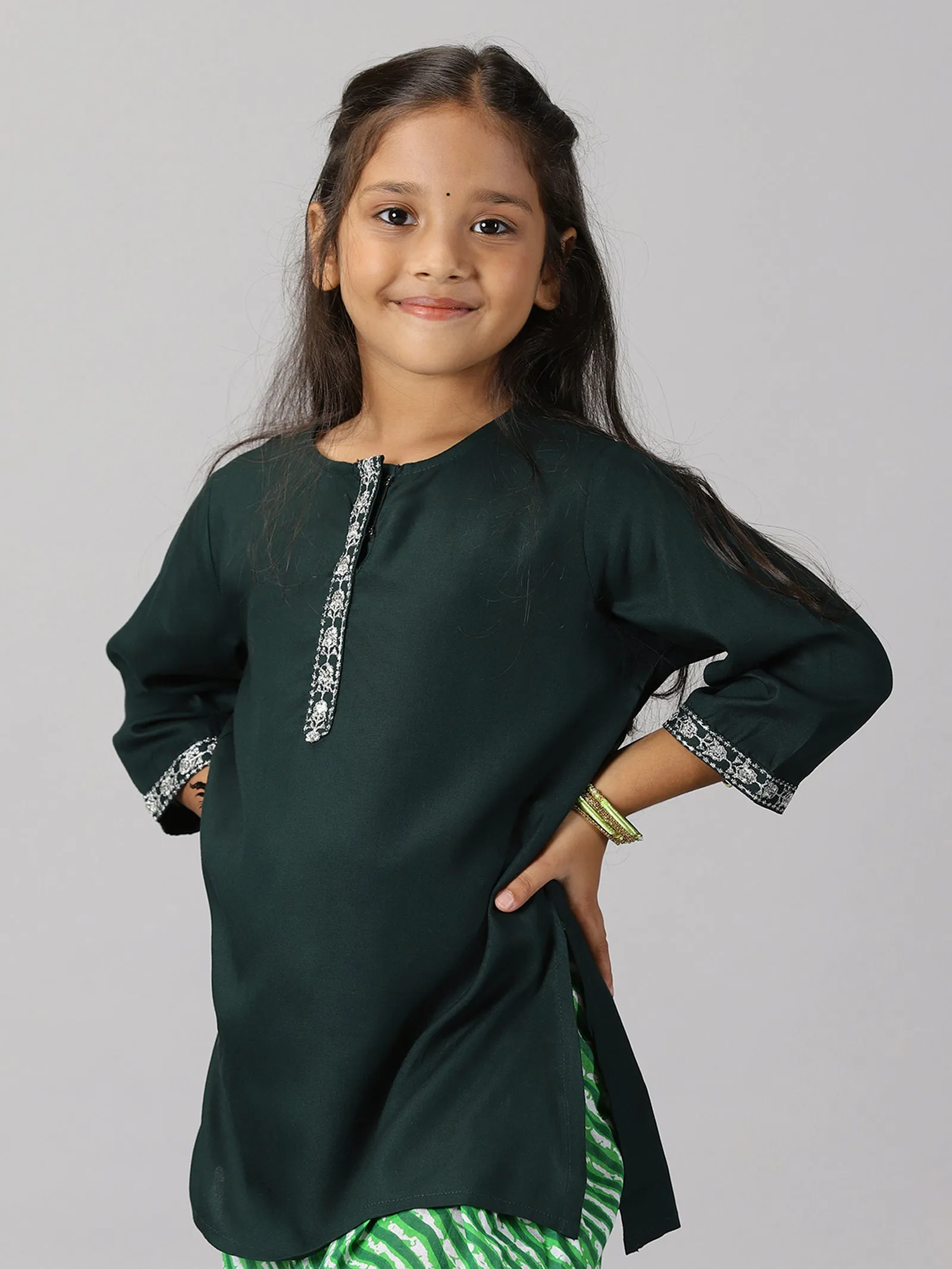 Girls 3/4Th Sleeve Short Kurta