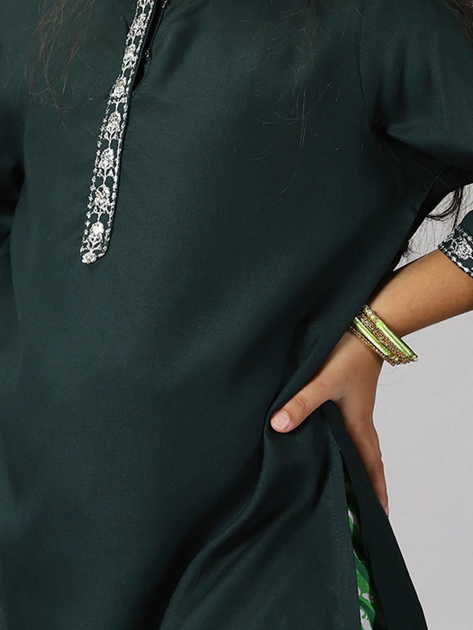 Girls 3/4Th Sleeve Short Kurta