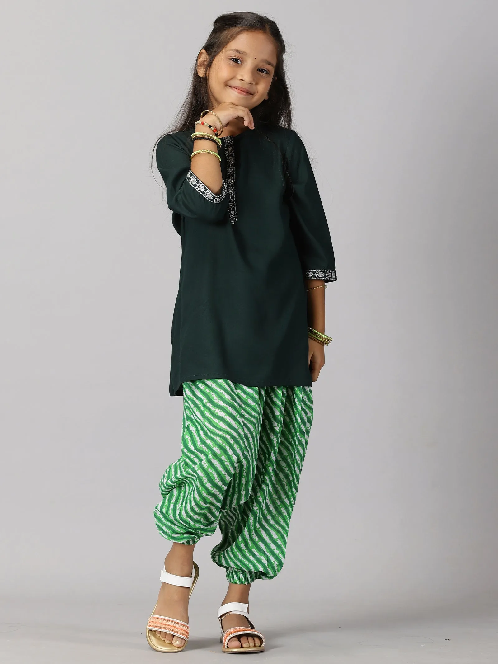 Girls 3/4Th Sleeve Short Kurta