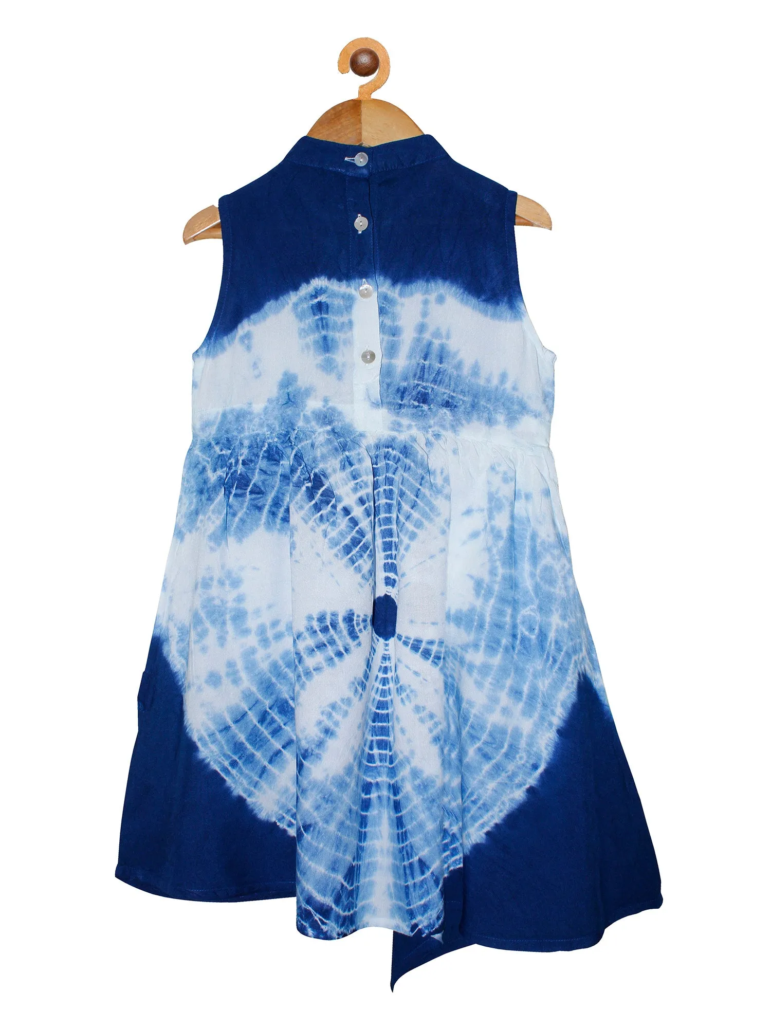 Girls Asymmetric Hem Tie And Dye Dress With Frill Detailing