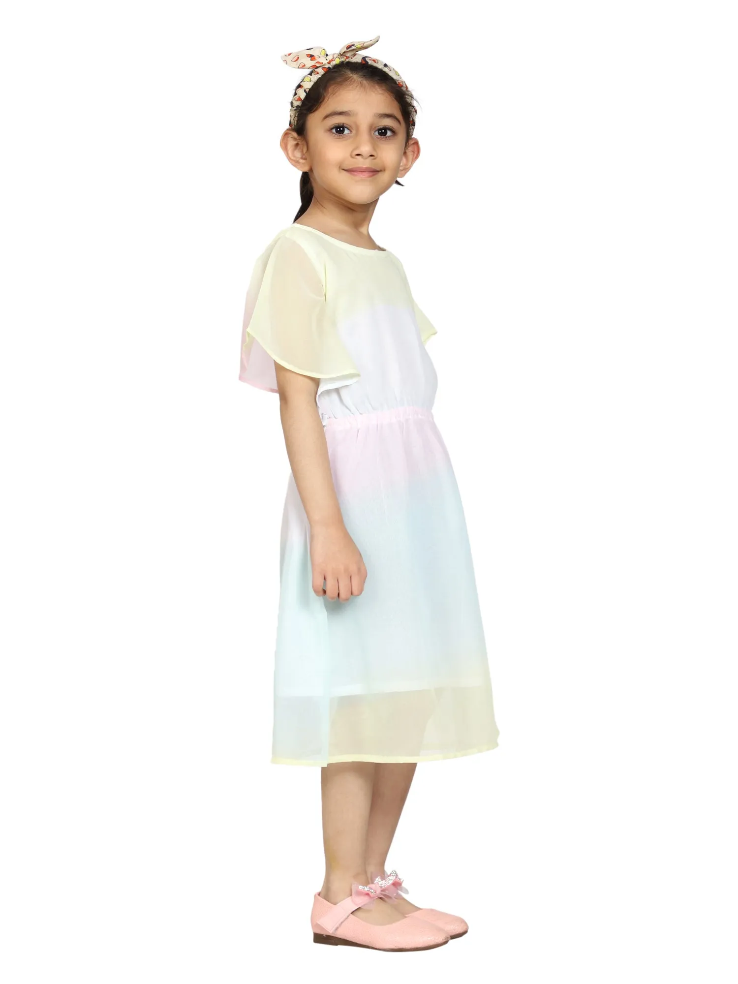 Girls Butterfly Sleeves Knee length Dress