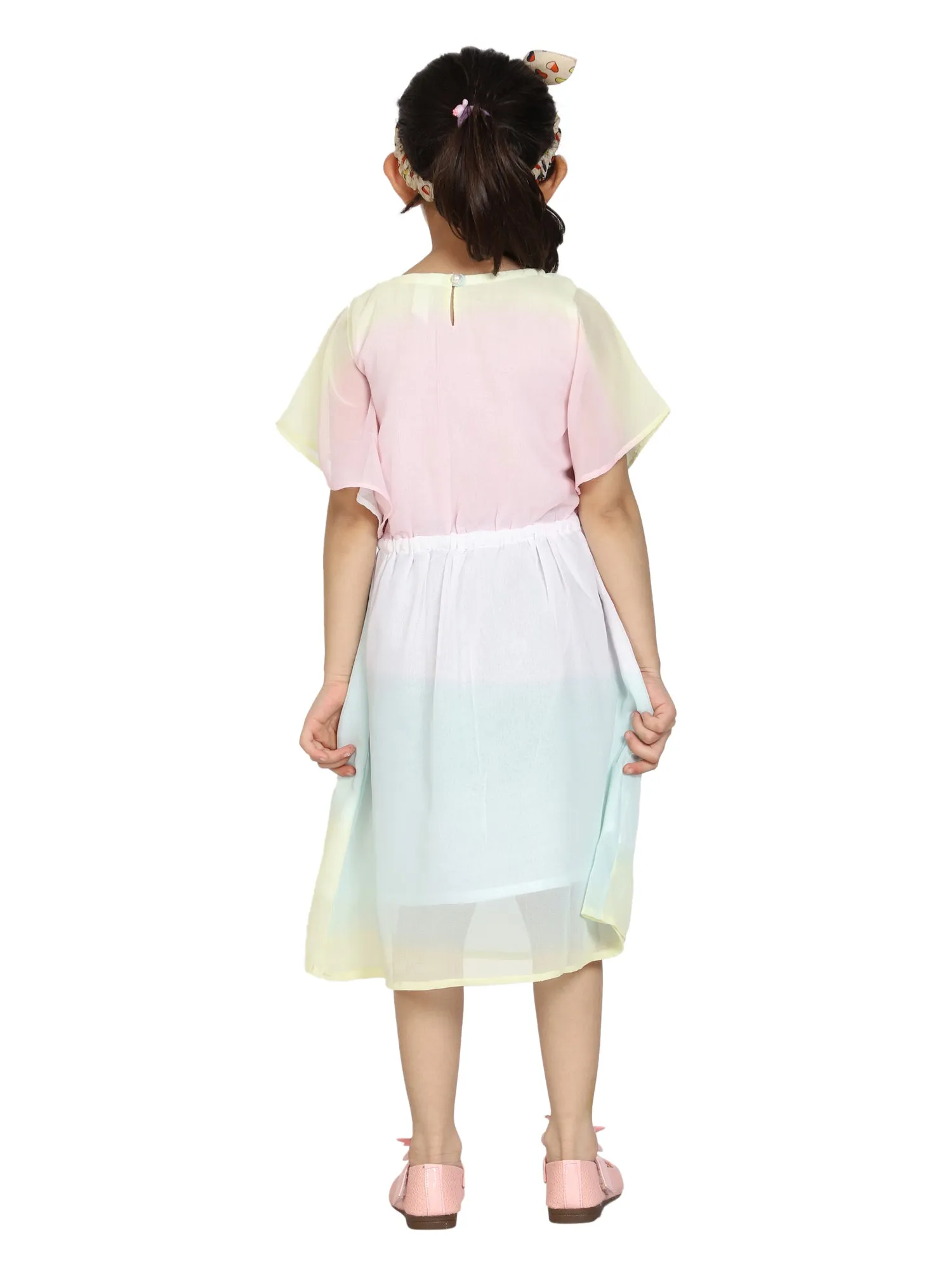 Girls Butterfly Sleeves Knee length Dress