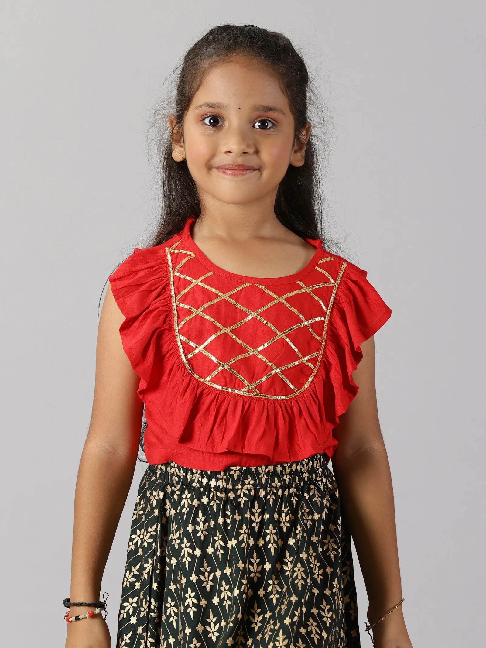 Girls Ethnic Ruffle Choli & Lehenga set