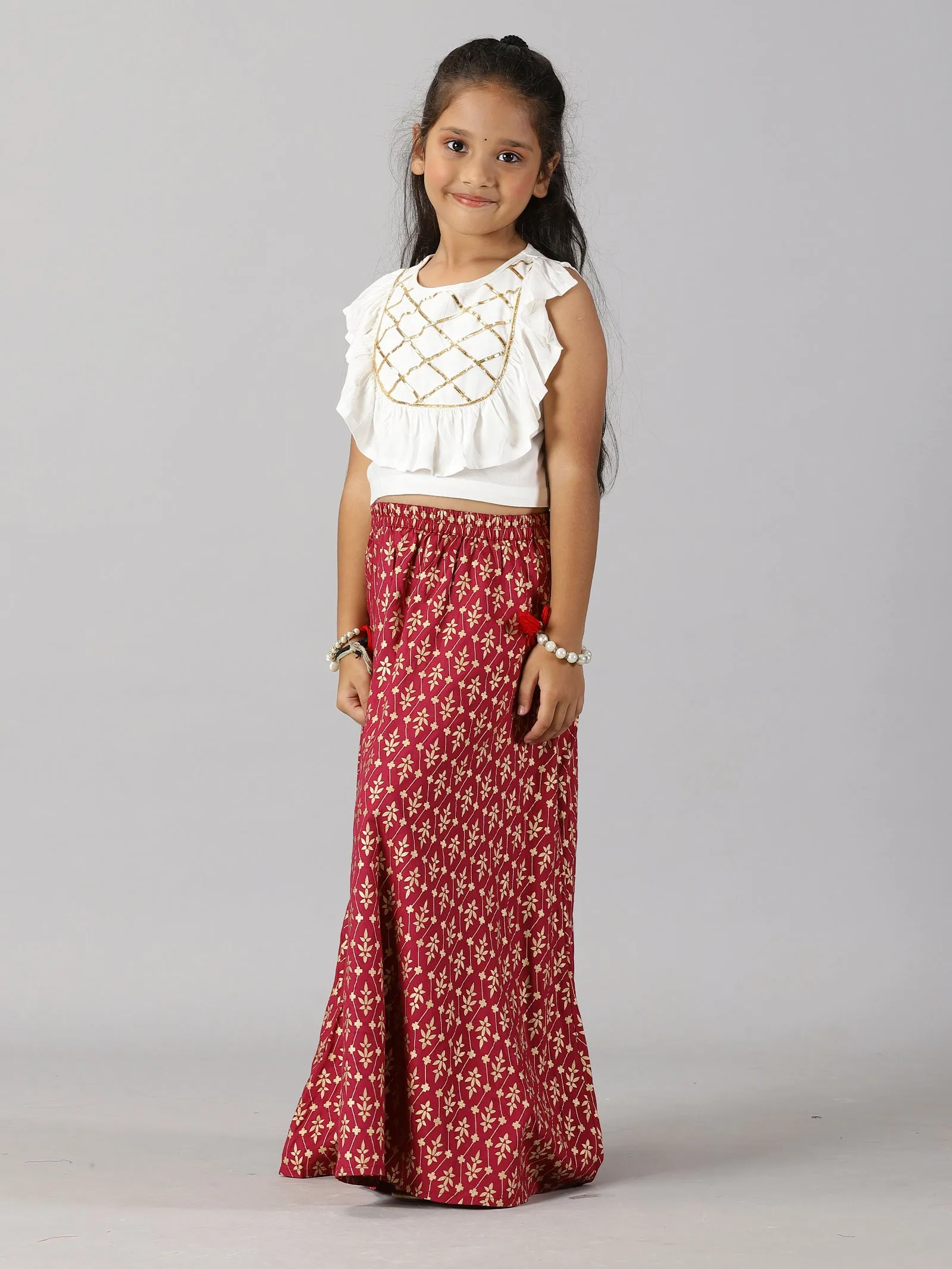 Girls Ethnic Ruffle Choli & Lehenga set