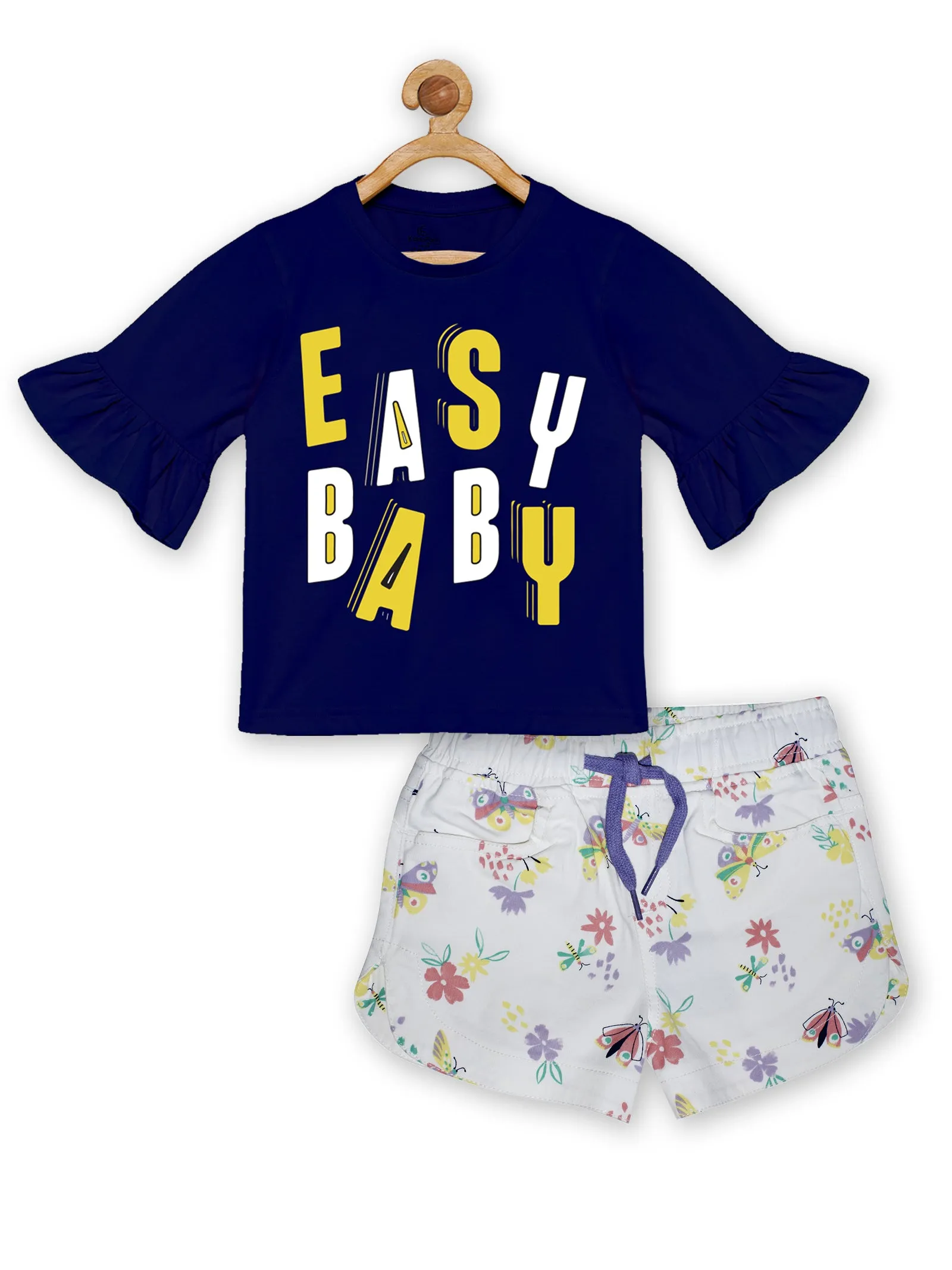 Girl's Printed Tee & Basic Hot Short Set