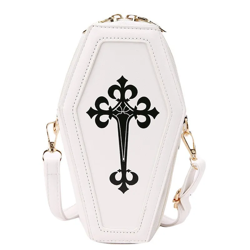 Gothic Coffin Cross Designer Women Girl Black Shoulder Crossbody Bag Messenger Bags