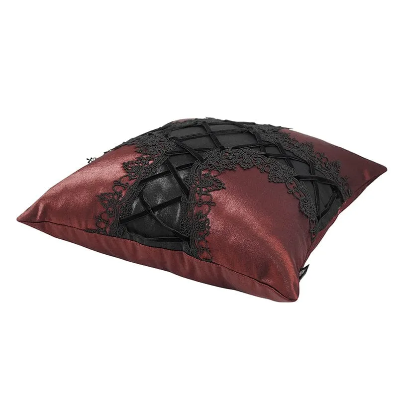 Gothic Strappy Lace Pillow Case Red with Pillow Inner