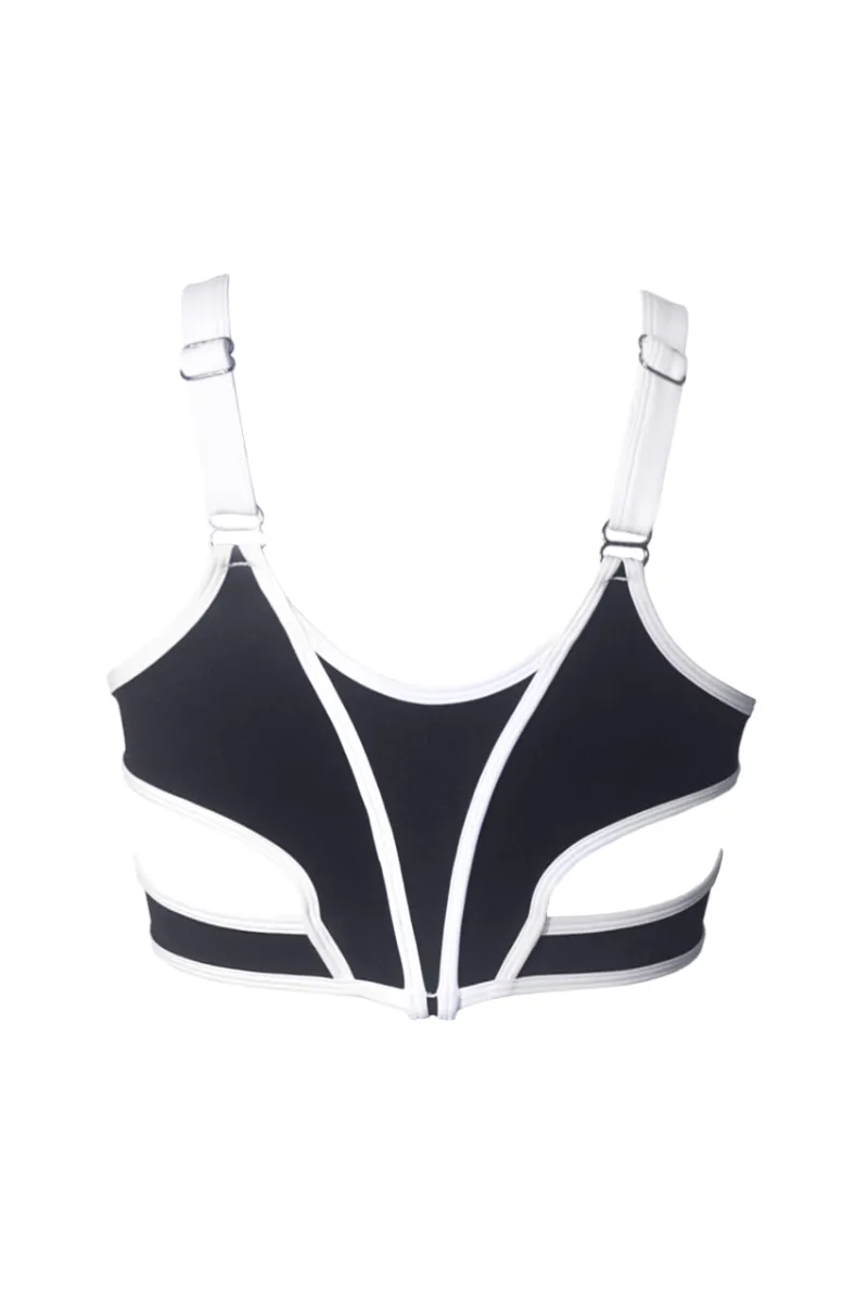 Hamade Activewear Scoop Neck Top - Black / White Binding