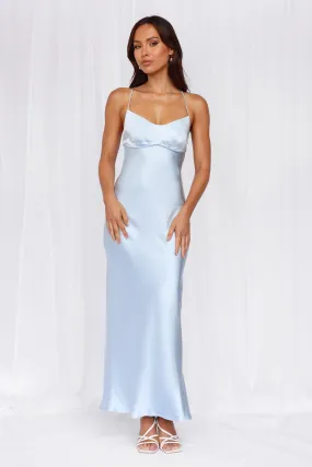 HELLO MOLLY The Samara Satin Maxi Dress Blue