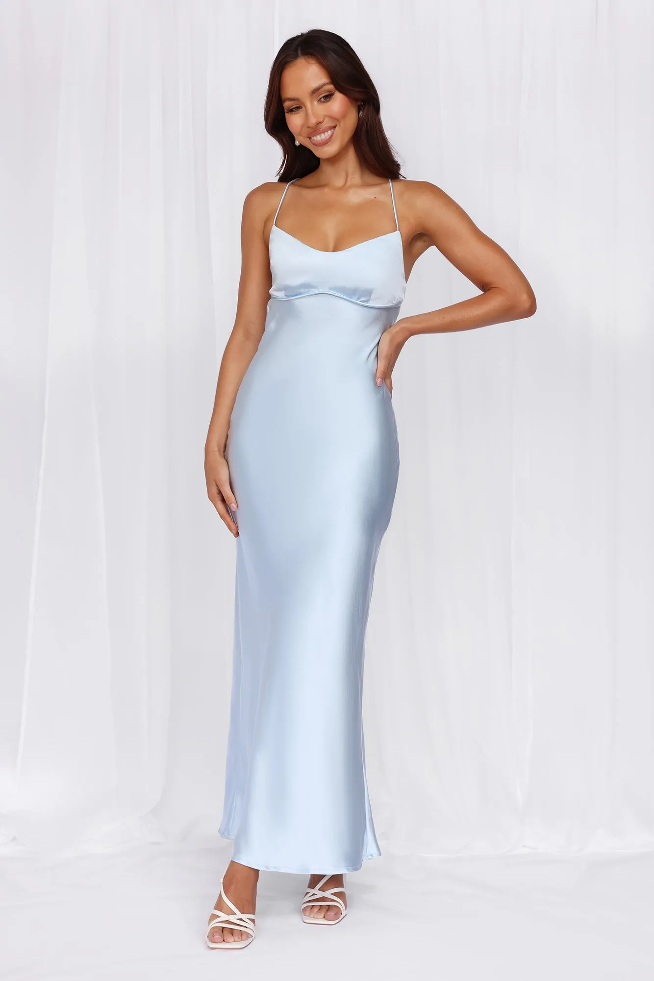 HELLO MOLLY The Samara Satin Maxi Dress Blue