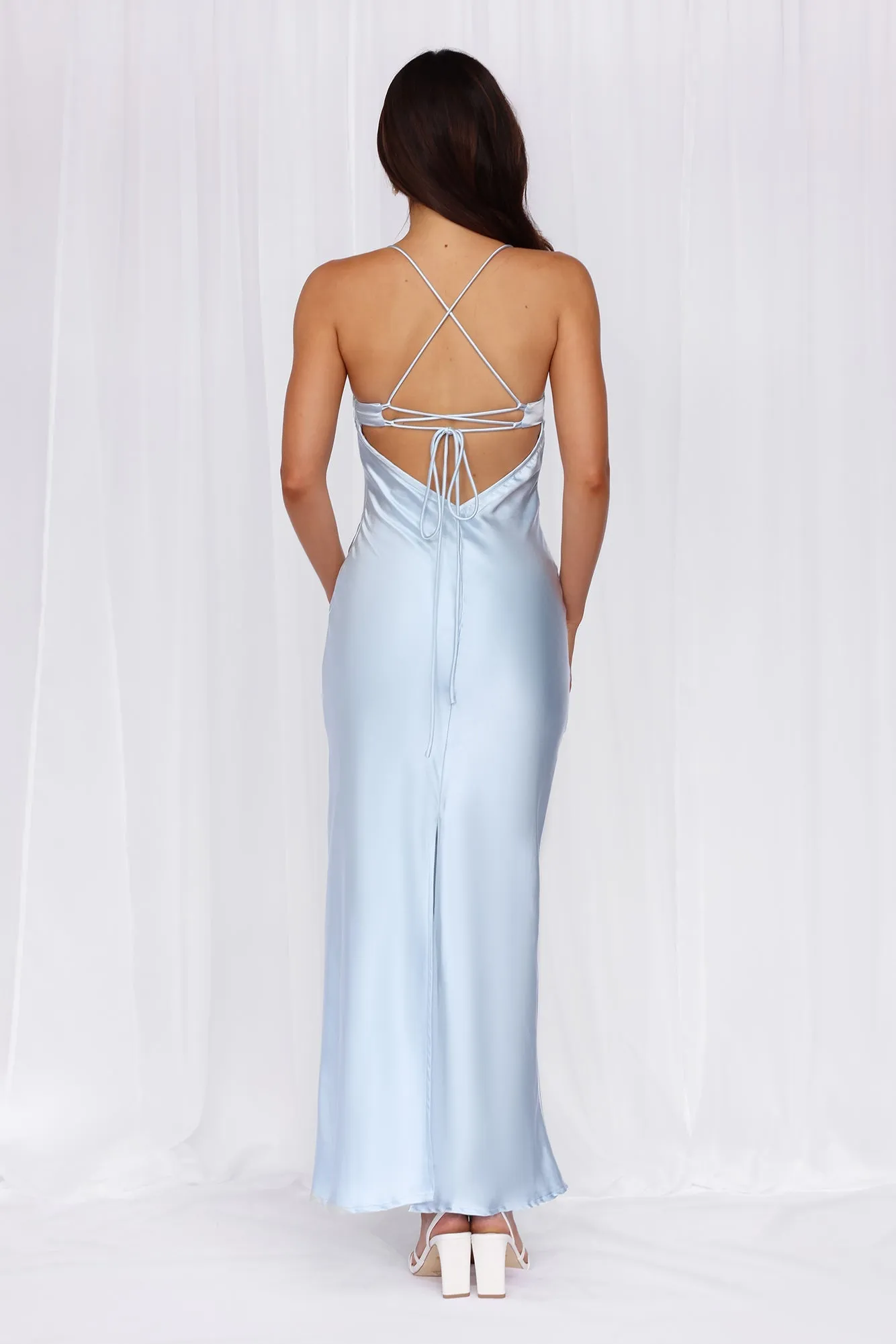 HELLO MOLLY The Samara Satin Maxi Dress Blue