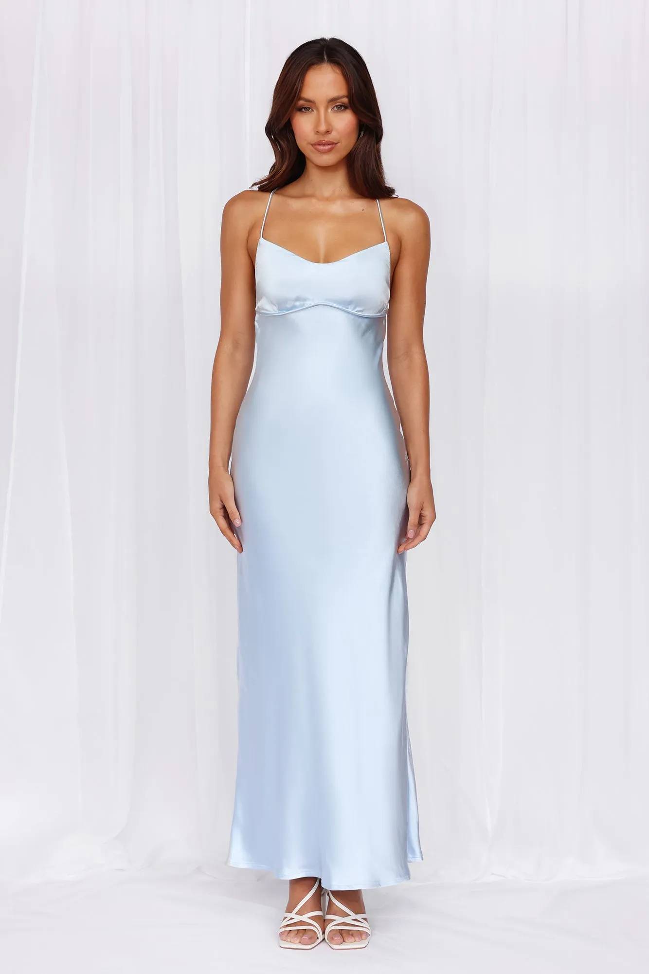 HELLO MOLLY The Samara Satin Maxi Dress Blue