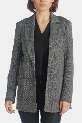 Herringbone Notch Collar Blazer