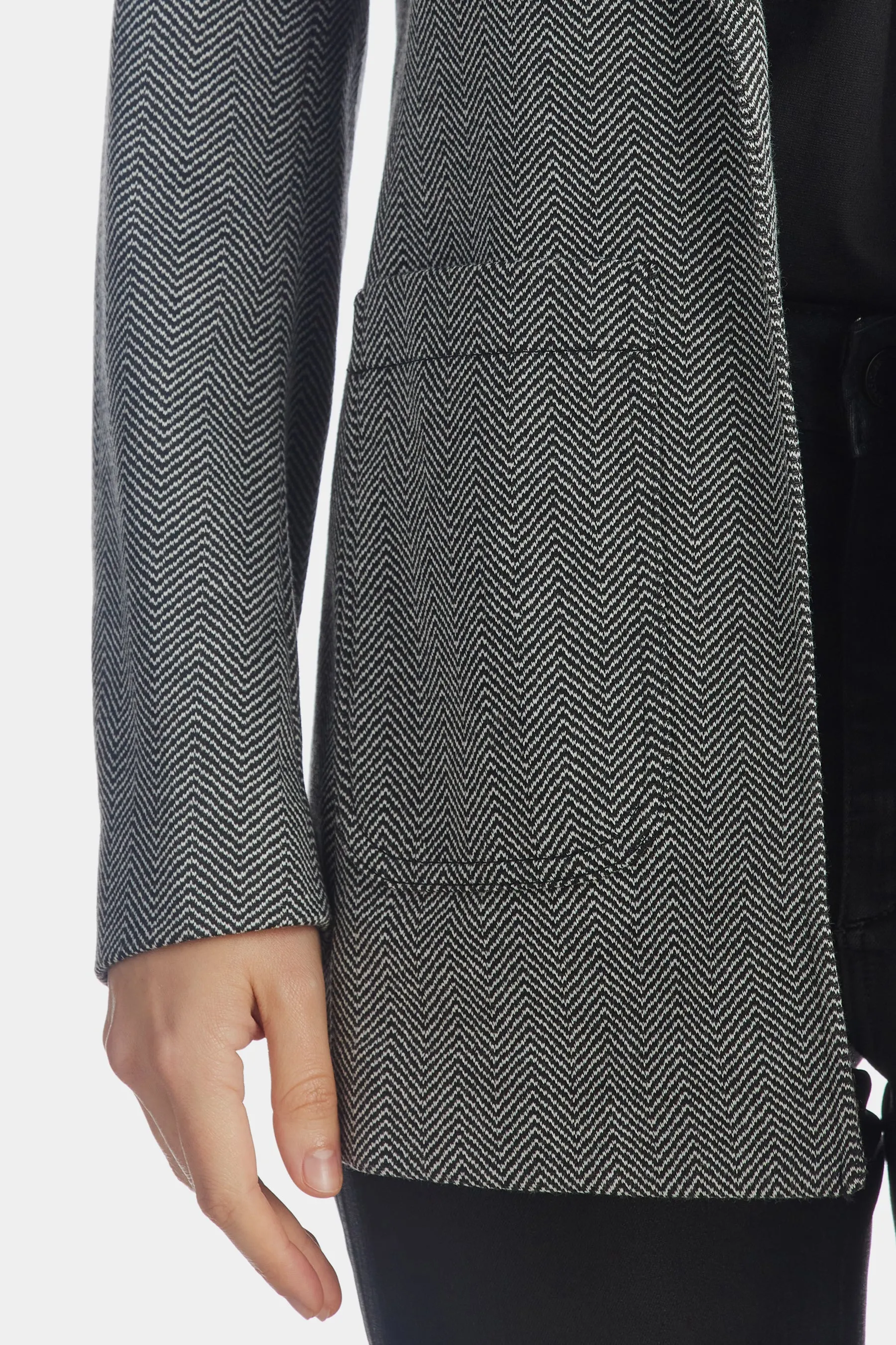 Herringbone Notch Collar Blazer