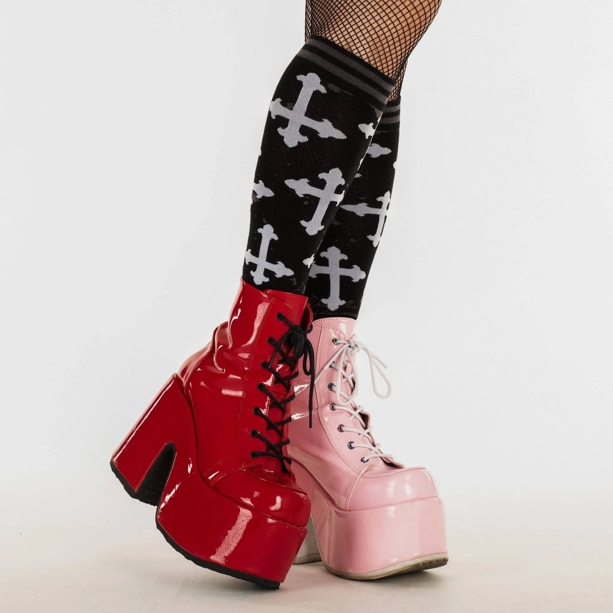 Instant Shipping! Gothic Crosses Knee High Socks