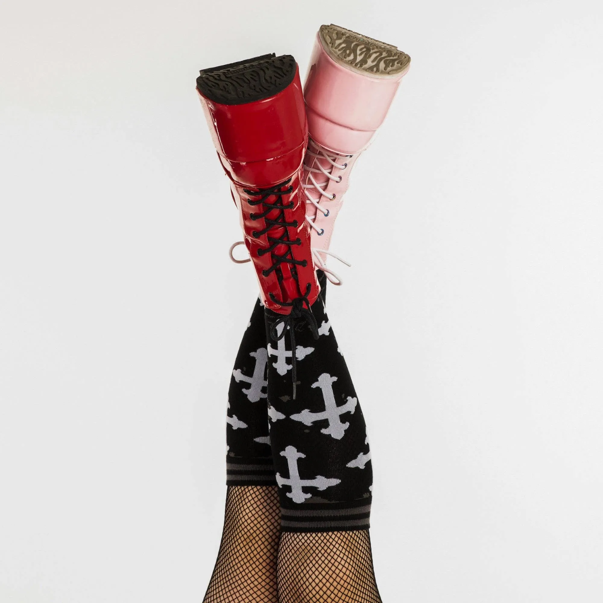 Instant Shipping! Gothic Crosses Knee High Socks