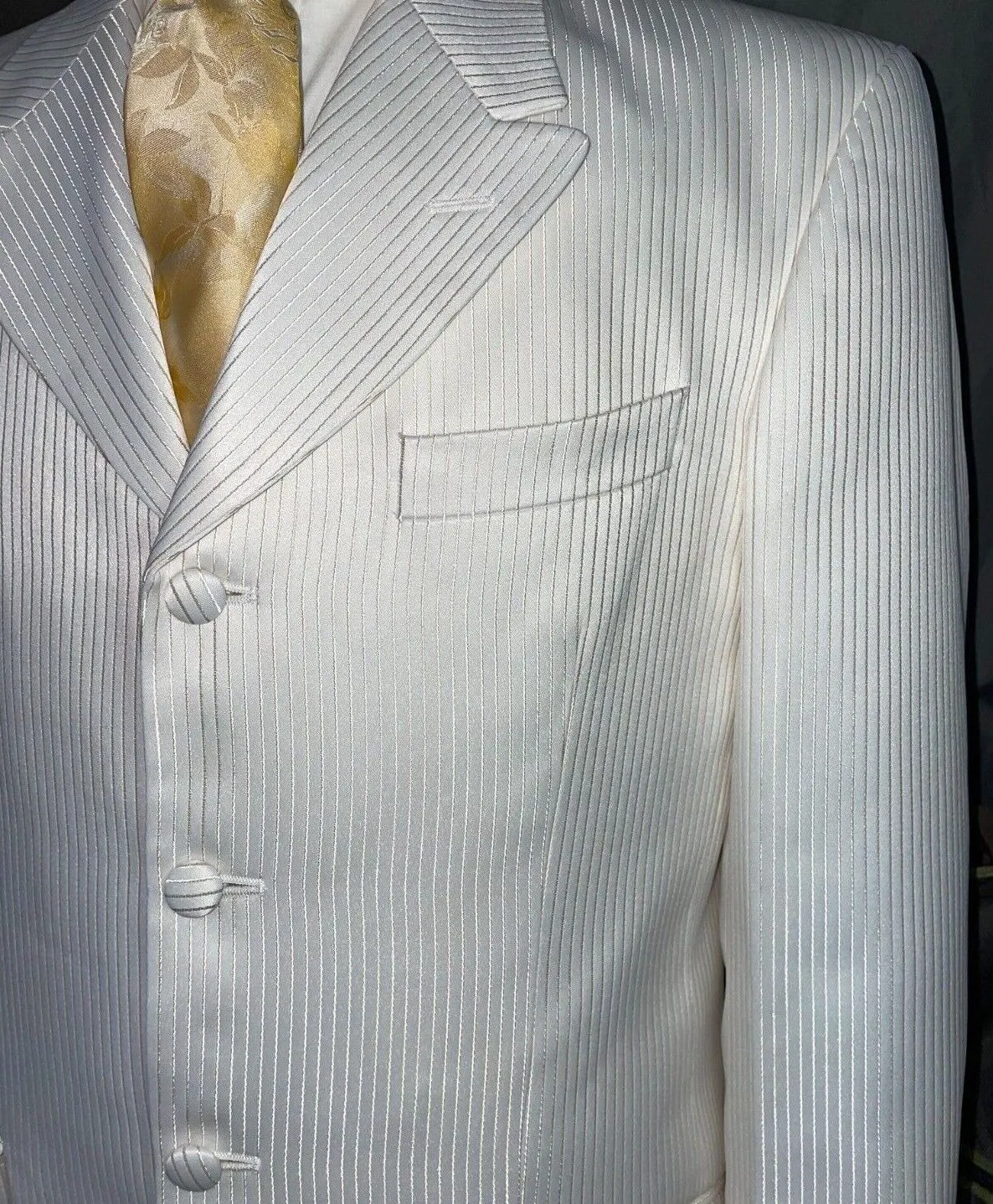 Ivory Striped Prince Edward Jacket - Ex Hire