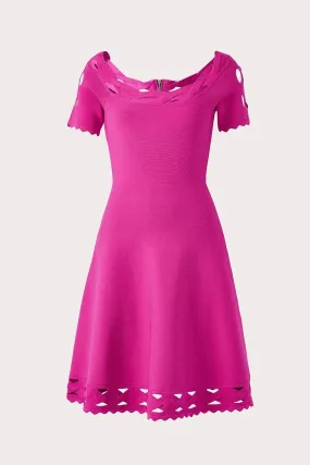 Keyhole Twist Trim Flare Dress