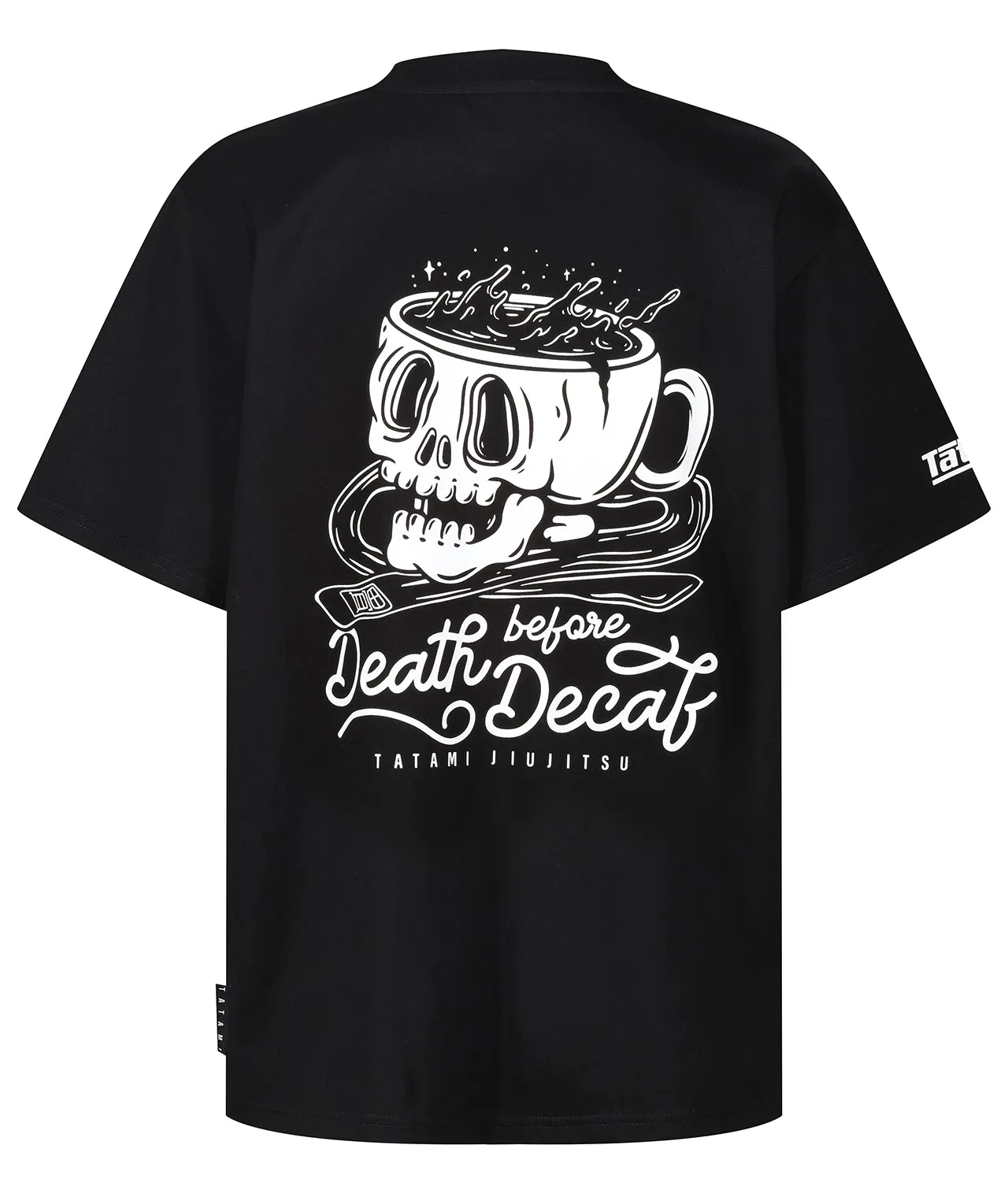 Ladies Death Before Decaf Oversized T-Shirt - Black