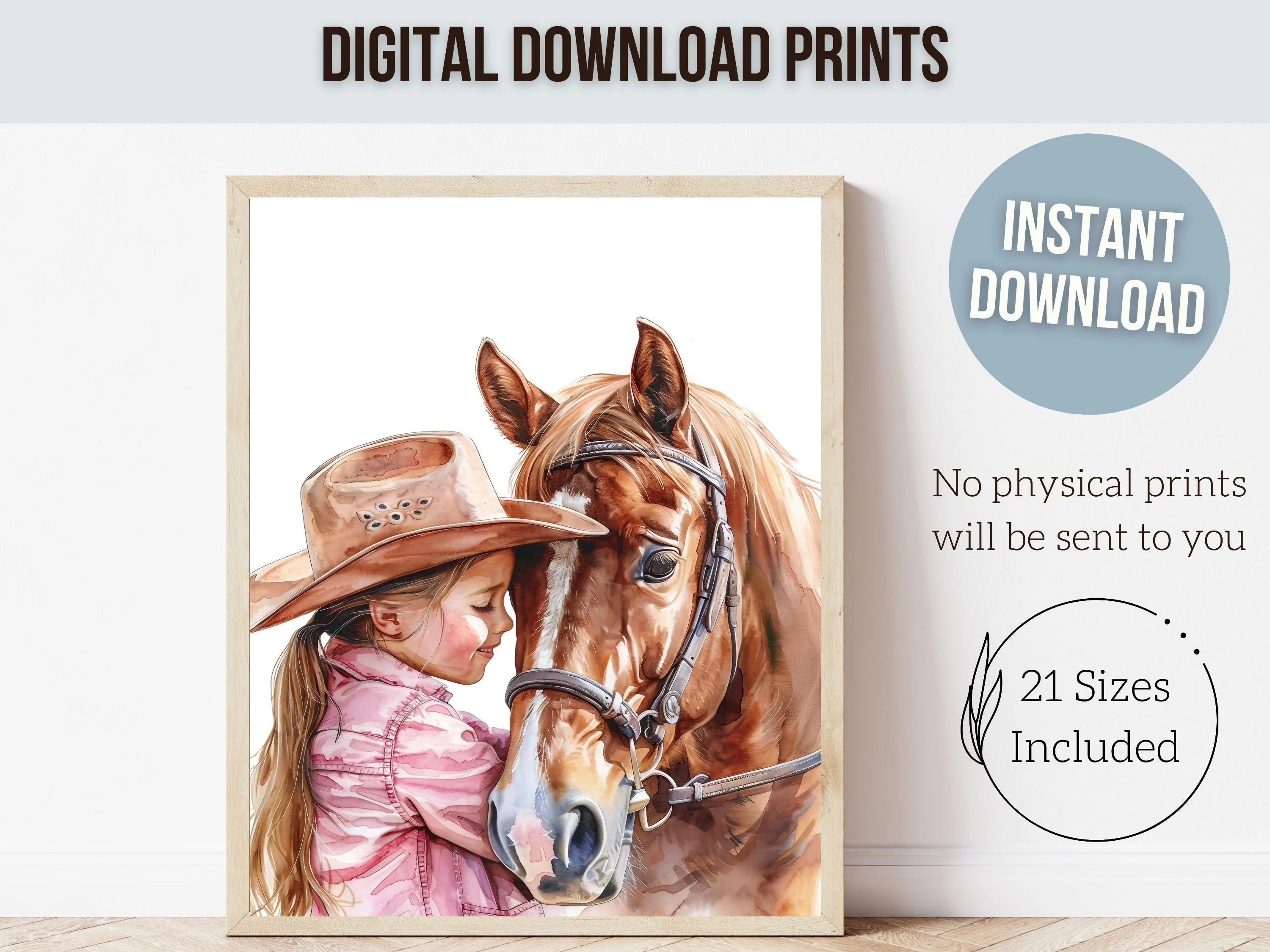 Little Girl Horse Nursery Print - 006