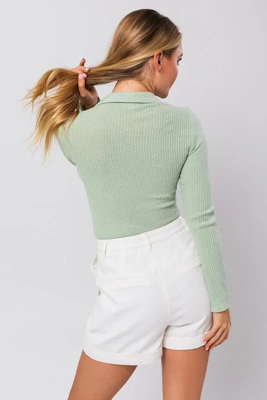 LONG SLEEVE COLLARED BODYSUIT