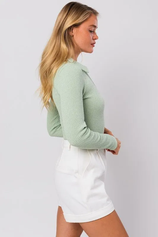 LONG SLEEVE COLLARED BODYSUIT