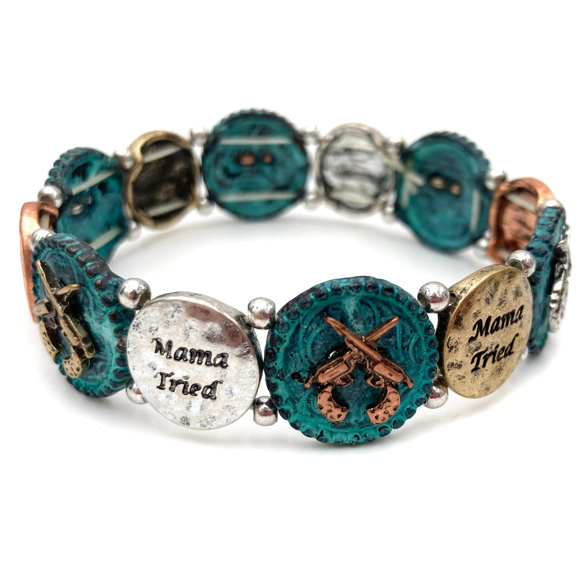 Mama Tried Pistol Gun Western Stretch Bracelet