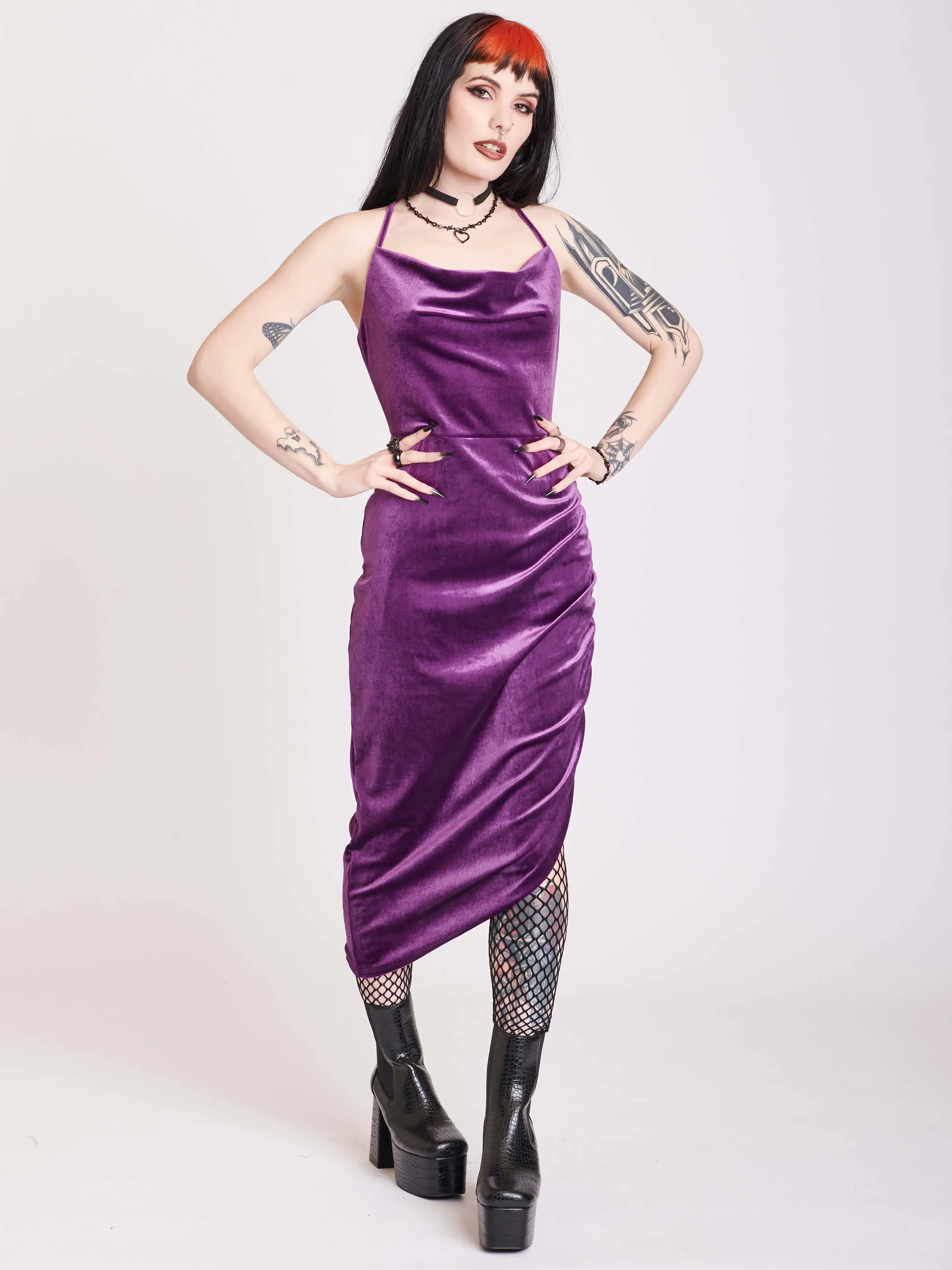 Mauve velvet cocktail dress