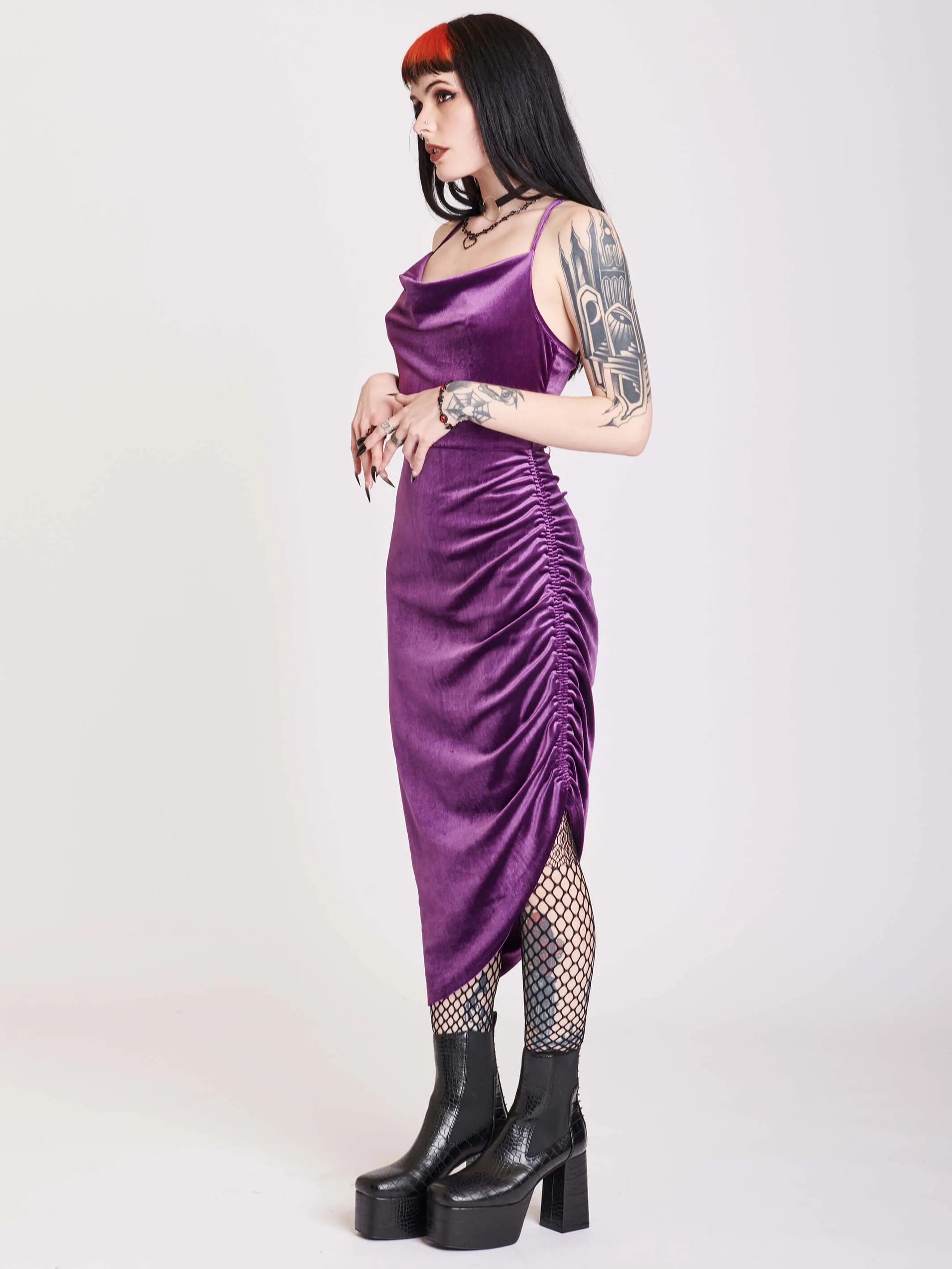 Mauve velvet cocktail dress