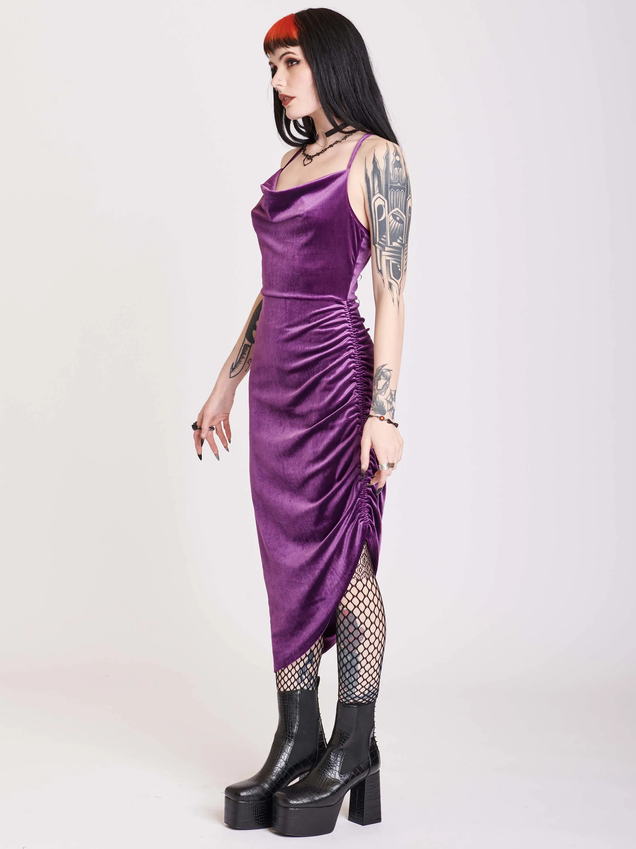 Mauve velvet cocktail dress