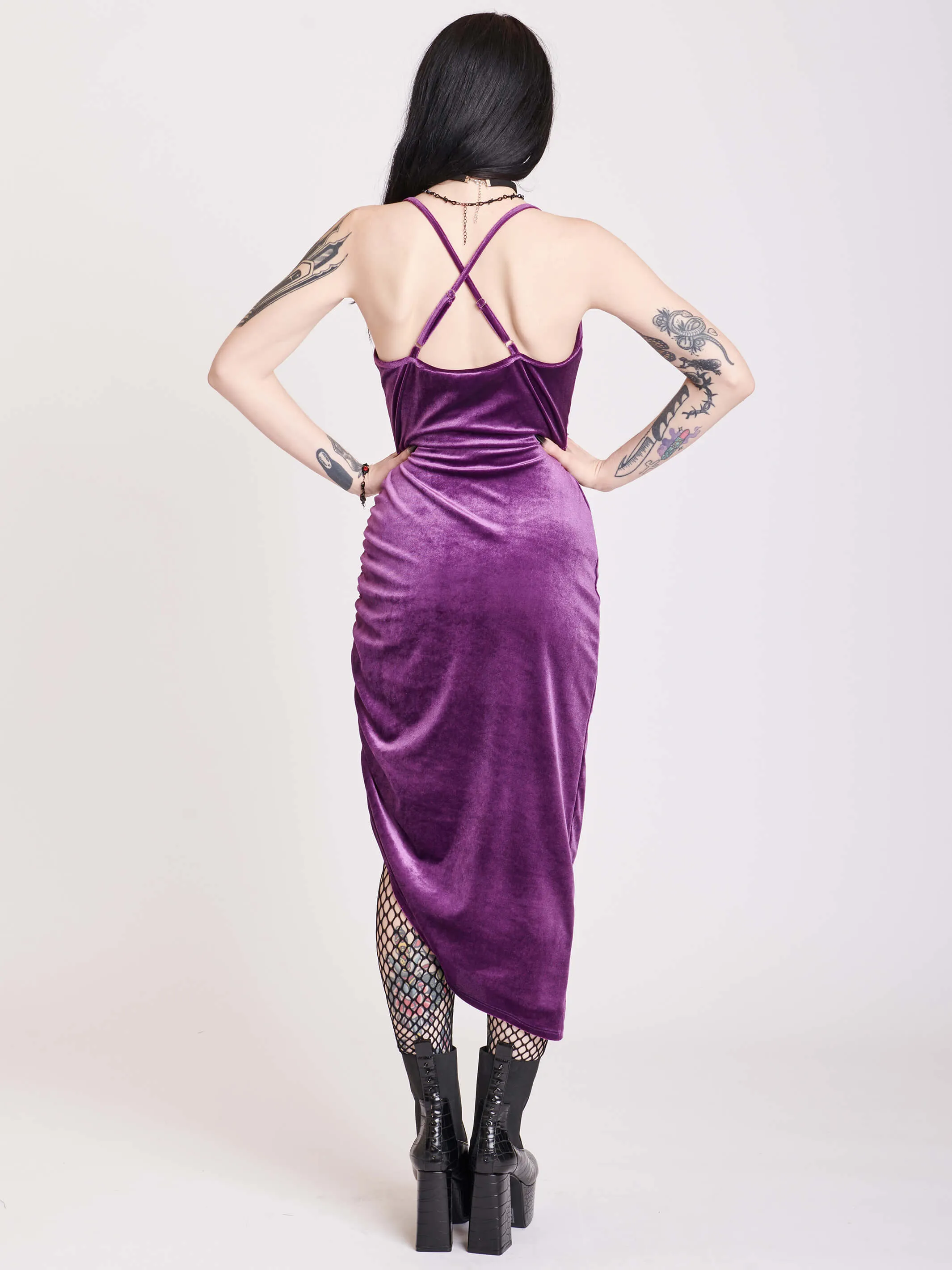 Mauve velvet cocktail dress