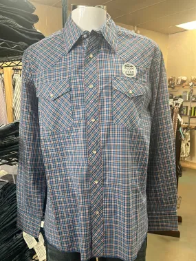 Mens Blue and Red Plaid Wrangler Button Up Shirt