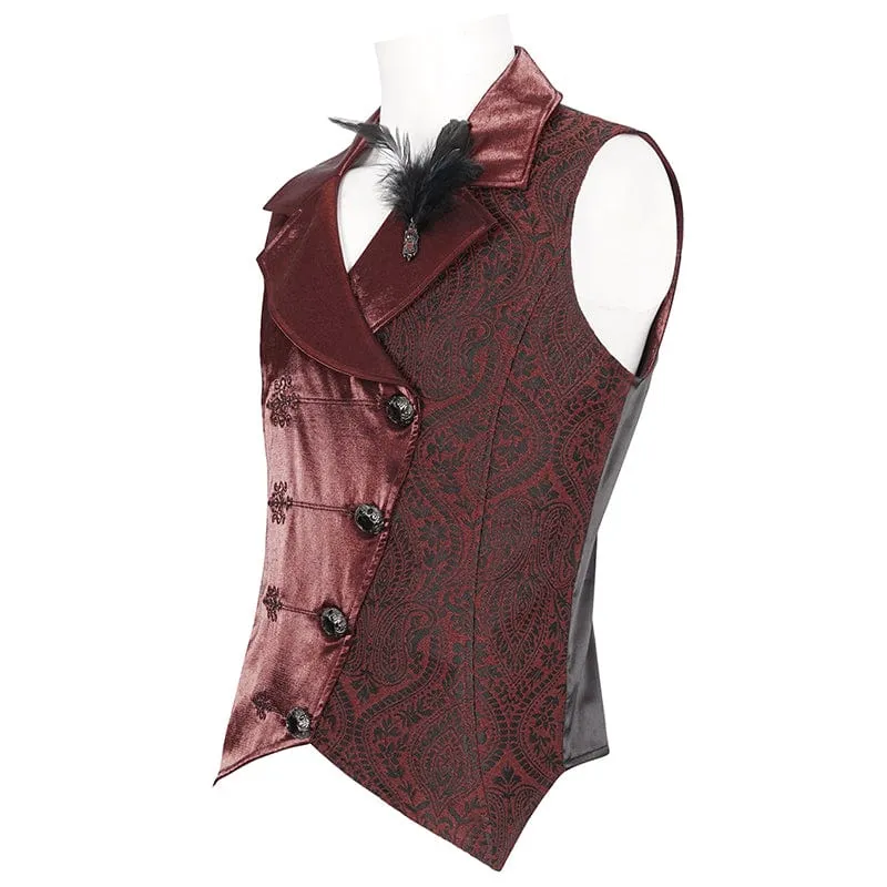 Men's Gothic Embossed Feather Waistcoat